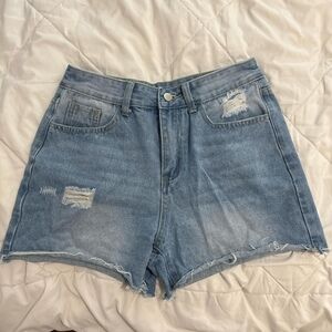 SHEIN Light Blue Distressed Jean Shorts